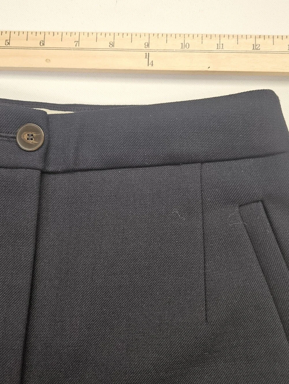 Sezane Damon Trousers Womens 34 (US Sz 2)Navy Blue Wide Leg High Waisted Pleats - Picture 9 of 11